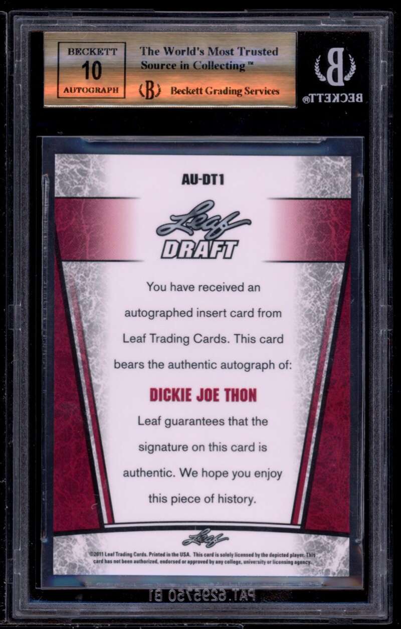 Dickie Joe Thon Rookie Card 2011 Leaf Metal Draft #dt1 BGS 9.5 (9.5 9.5 10 9.5) Image 2