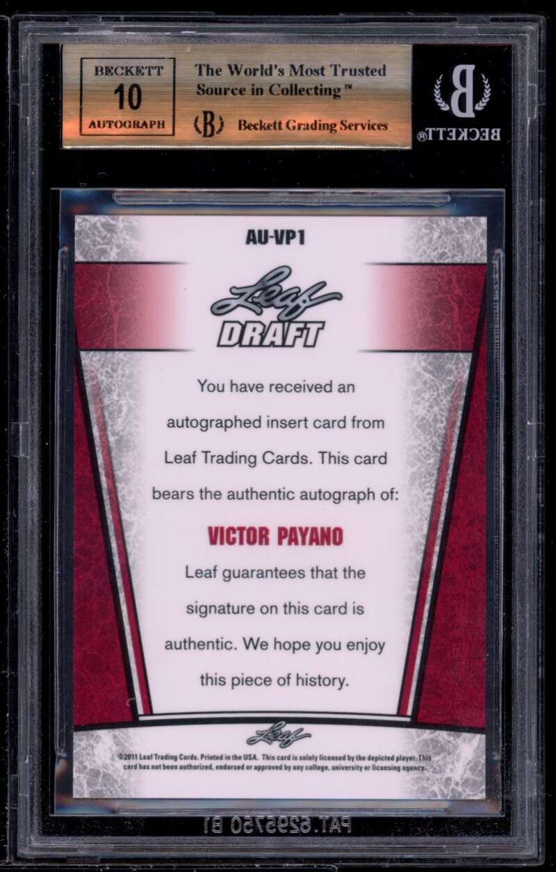 Victor Payano Rookie Card 2011 Leaf Metal Draft #vp1 BGS 9.5 (10 9.5 10 9) Image 2