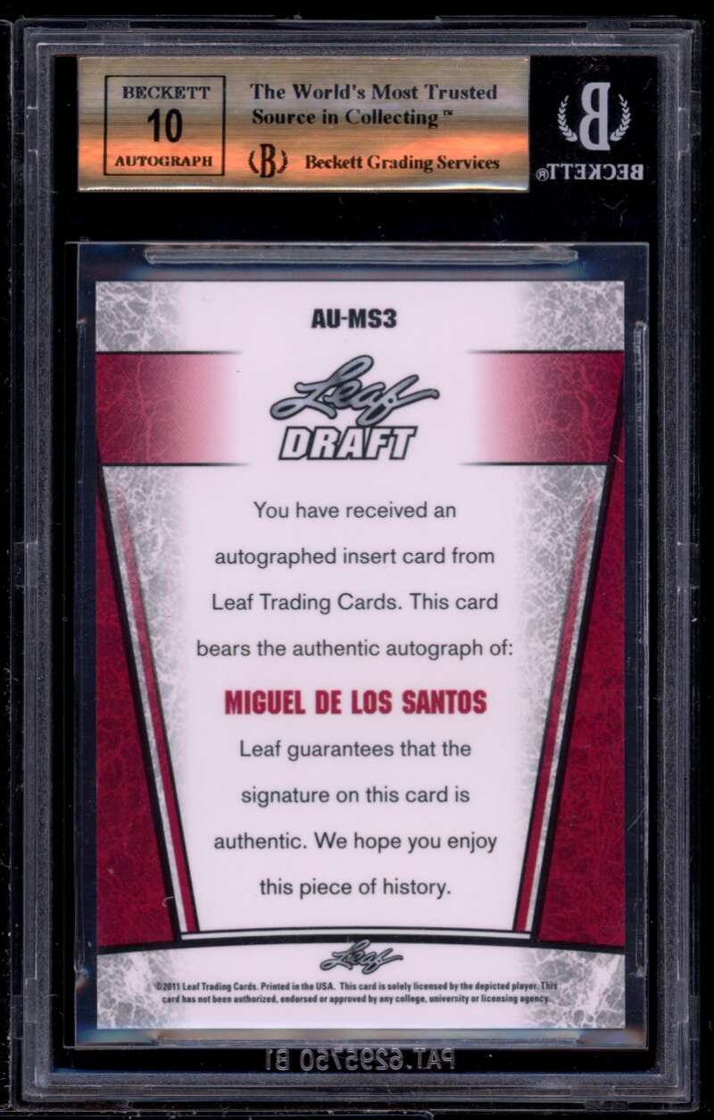 Miguel De Los Santos Rookie Card 2011 Leaf Metal #ms3 BGS 9.5 (10 9 9.5 9.5) Image 2