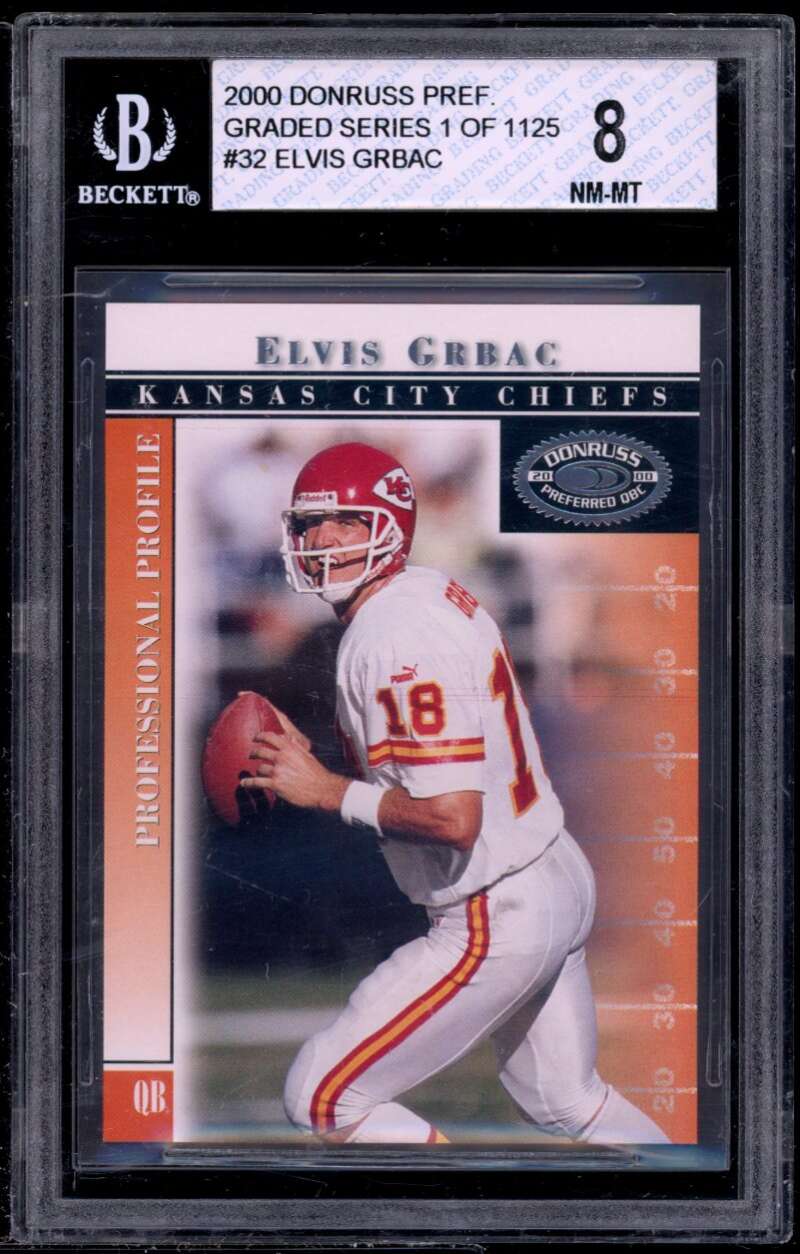 Elvis Grbac Card 2000 Donruss Pref Graded Series #32 BGS 8 (9.5 8.5 9 7) Image 1