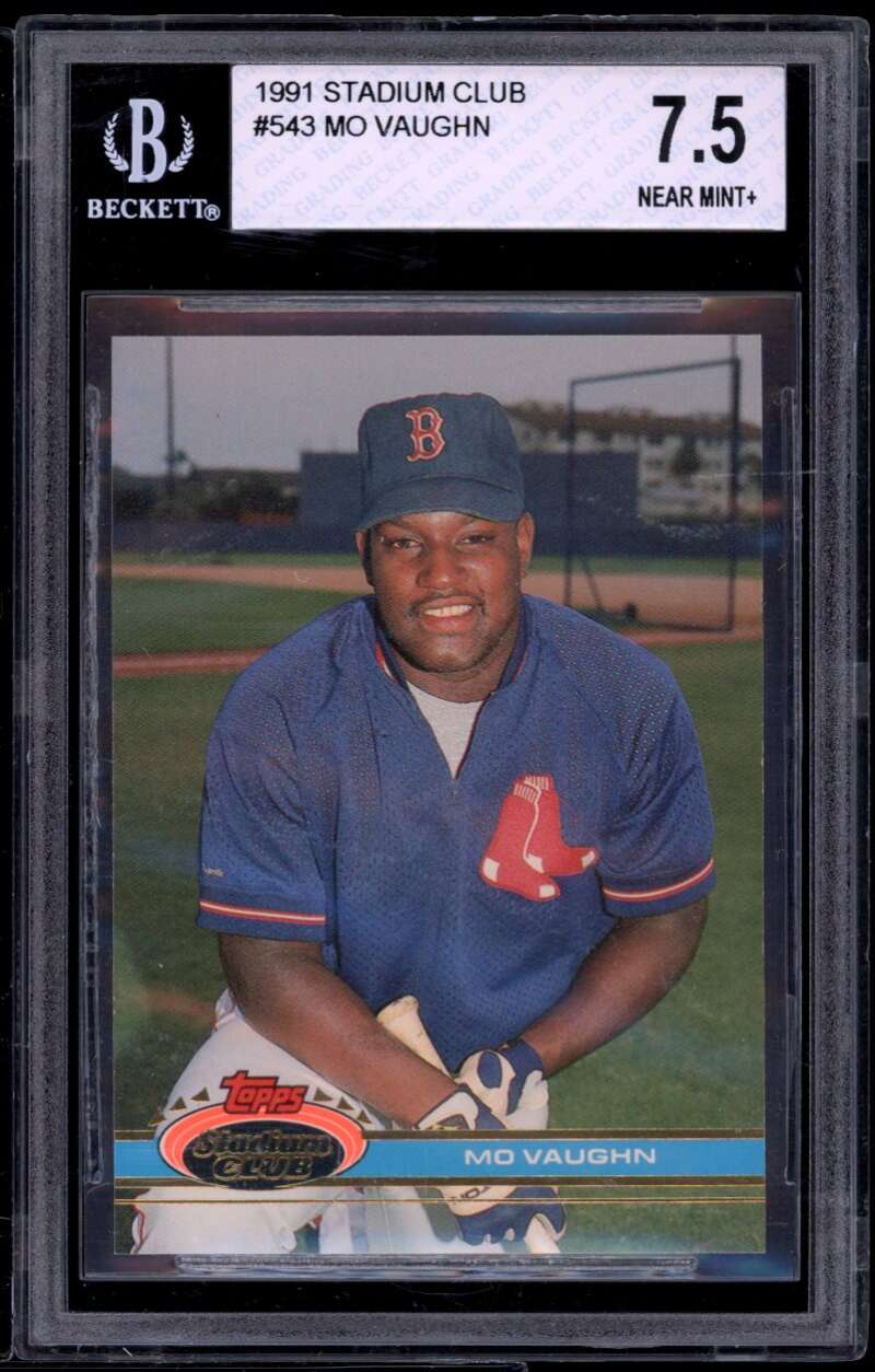 Mo Vaughn Rookie Card 1991 Stadium Club #543 BGS 7.5 (9.5 7 9 9) Image 1