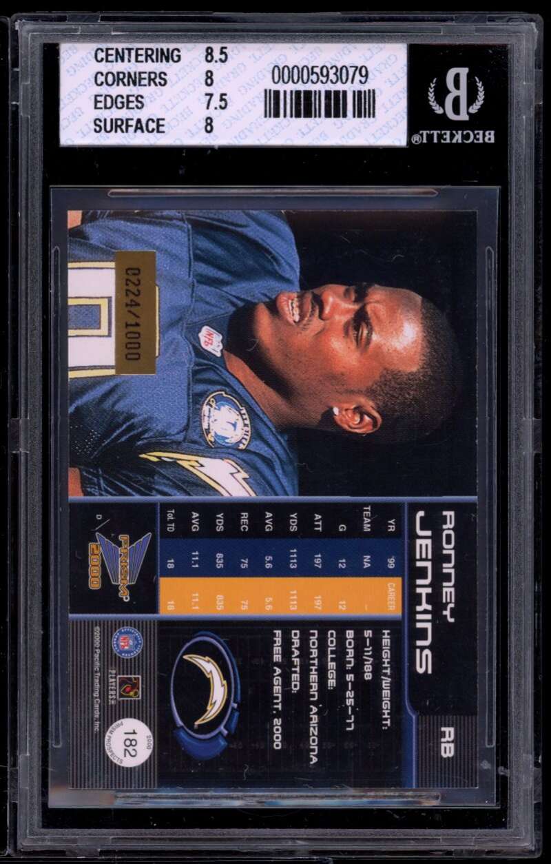 Ronney Jenkins Rookie Card 2000 Prizm Prospects #182 BGS 8 (8.5 8 7.5 8) Image 2