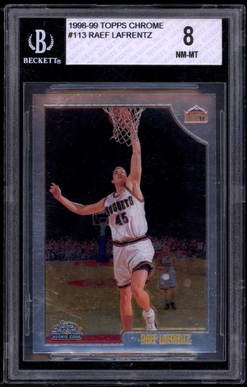 Raef Lafrentz Rookie Card 1998-99 Topps Chrome #113 BGS 8 (8 8.5 9.5 8) Image 1