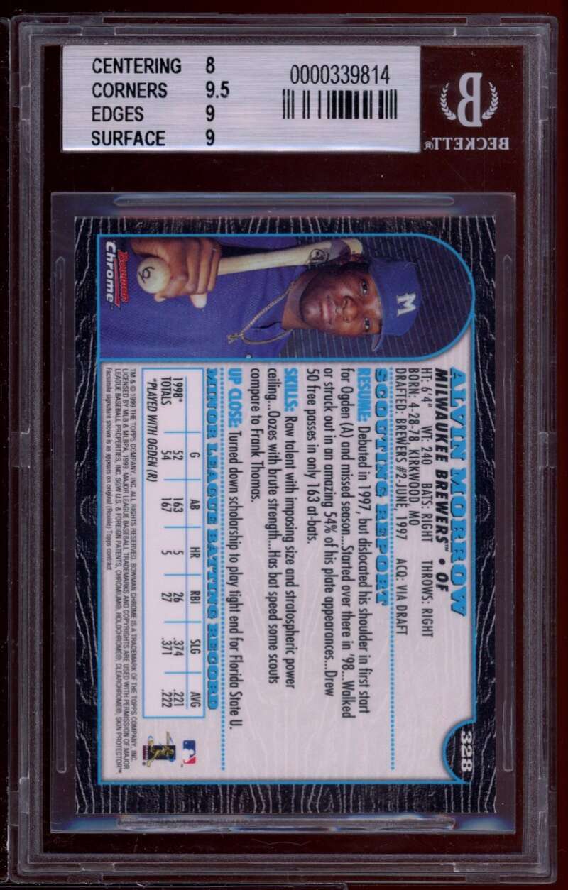 Alvin Morrow Rookie Card 1999 Bowman Chrome #328 BGS 8.5 (8 9.5 9 9) Image 2