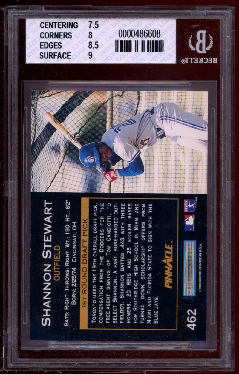 Shannon Stewart Rookie Card 1993 Pinnacle #462 BGS 8 (7.5 8 8.5 9) Image 2