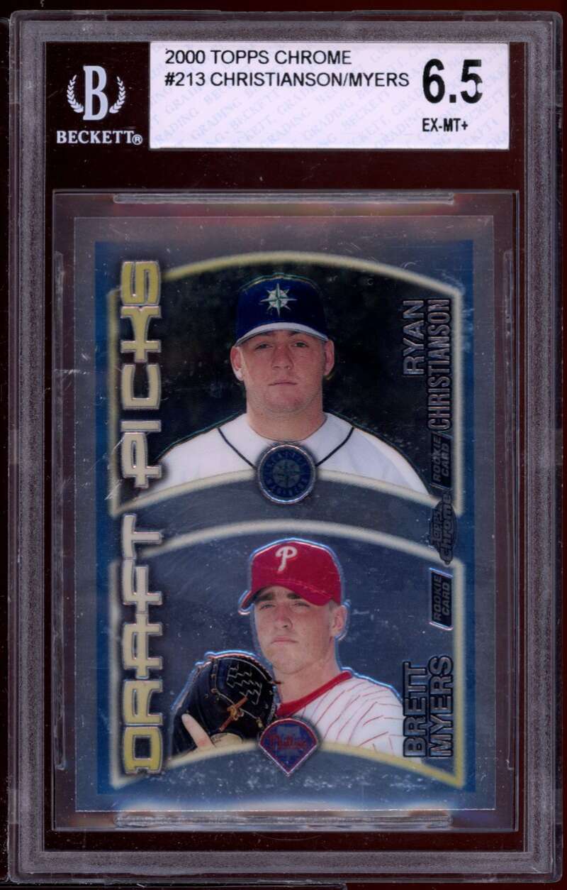 Brett Myers Rookie Card 2000 Topps Chrome #213 BGS 6.5 (9.5 6 9 8) Image 1