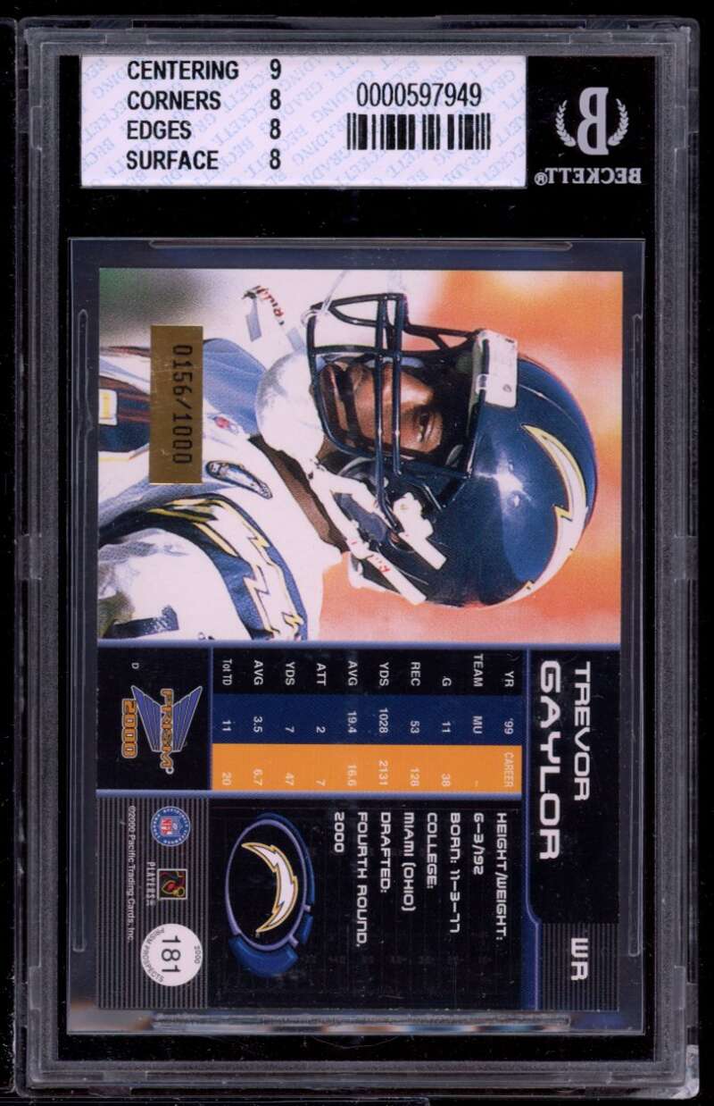 Trevor Gaylor Rookie Card 2000 Prism Prospects #181 BGS 8 (9 8 8 8) Image 2