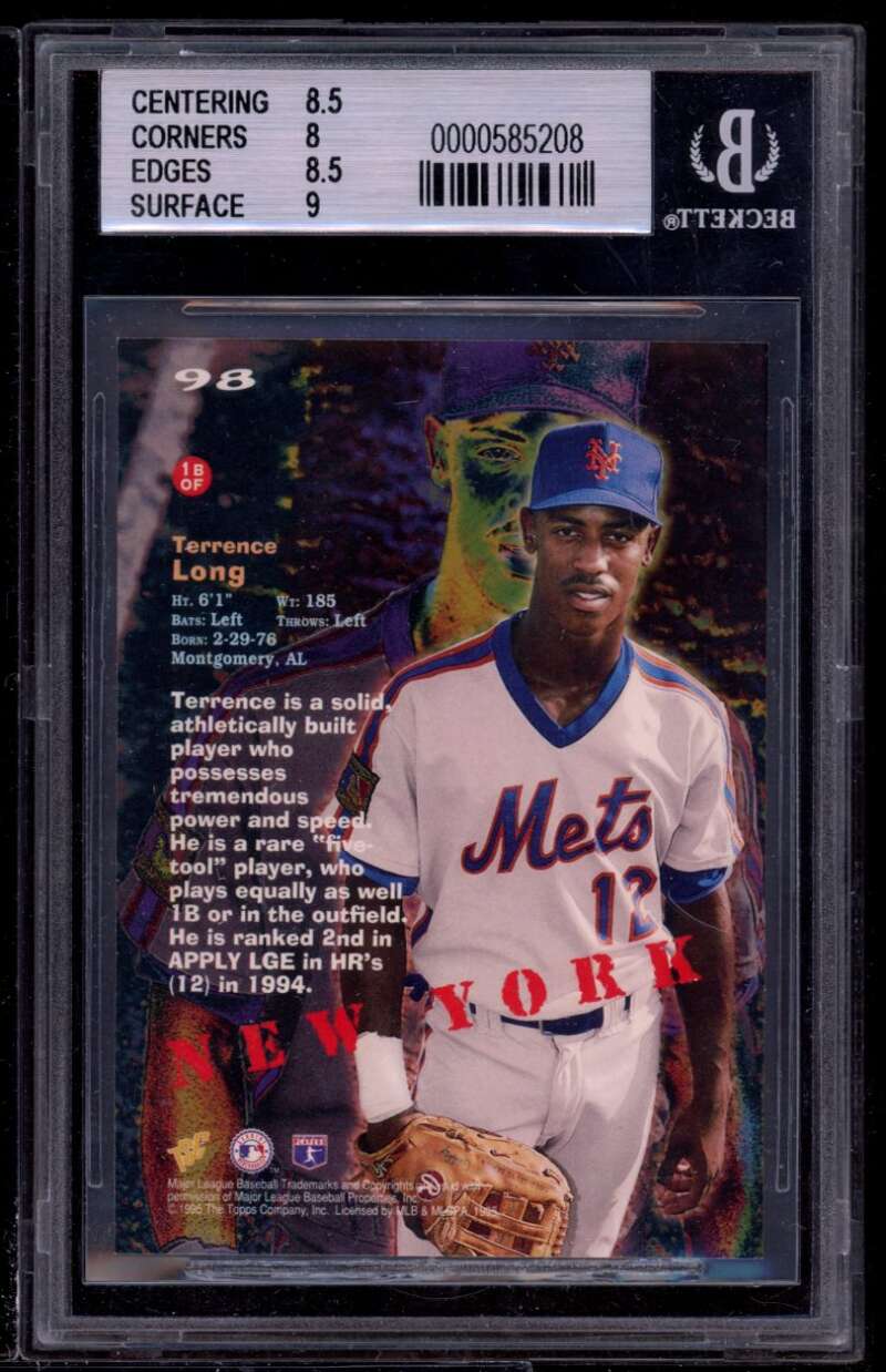 Terrence Long Rookie 1995 Stadium Club Super Teams BGS 8.5 (8.5 8 8.5 9) Image 2