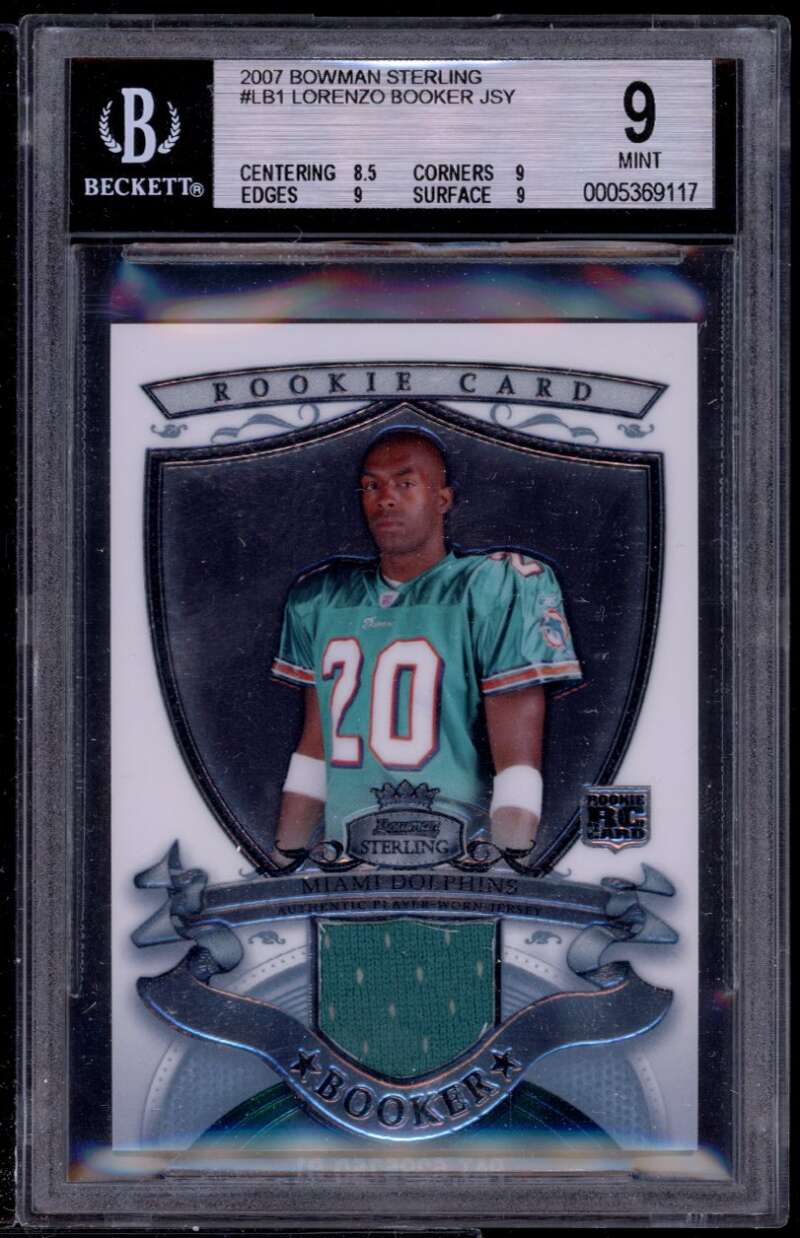 Lorenzo Booker Rookie Card 2007 Bowman Sterling Jersey BGS 9 (8.5 9 9 9) Image 1