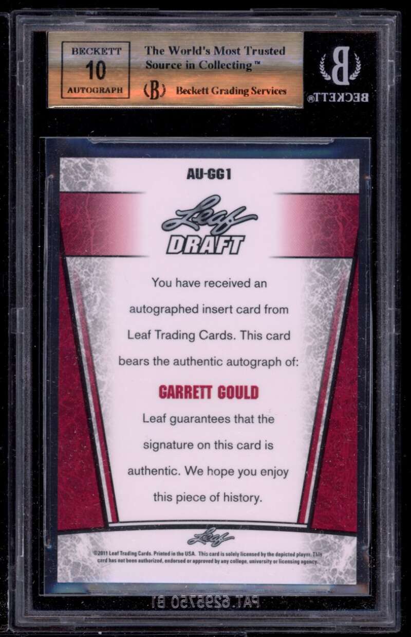 Garrett Gould Rookie Card 2011 Leaf Metal Draft #gg1 BGS 9.5 (9.5 9.5 9 9.5) Image 2