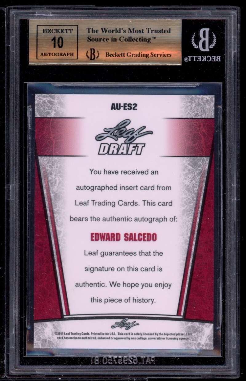 Edwardo Salcedo Rookie Card 2011 Leaf Metal Draft #es1 BGS 9.5 (10 9 9.5 10) Image 2