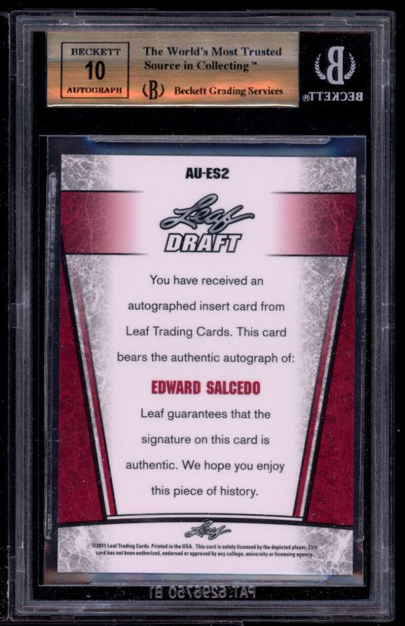 Edwardo Salcedo Rookie Card 2011 Leaf Metal Draft #es1 BGS 9.5 (10 9.5 9.5 9.5) Image 2