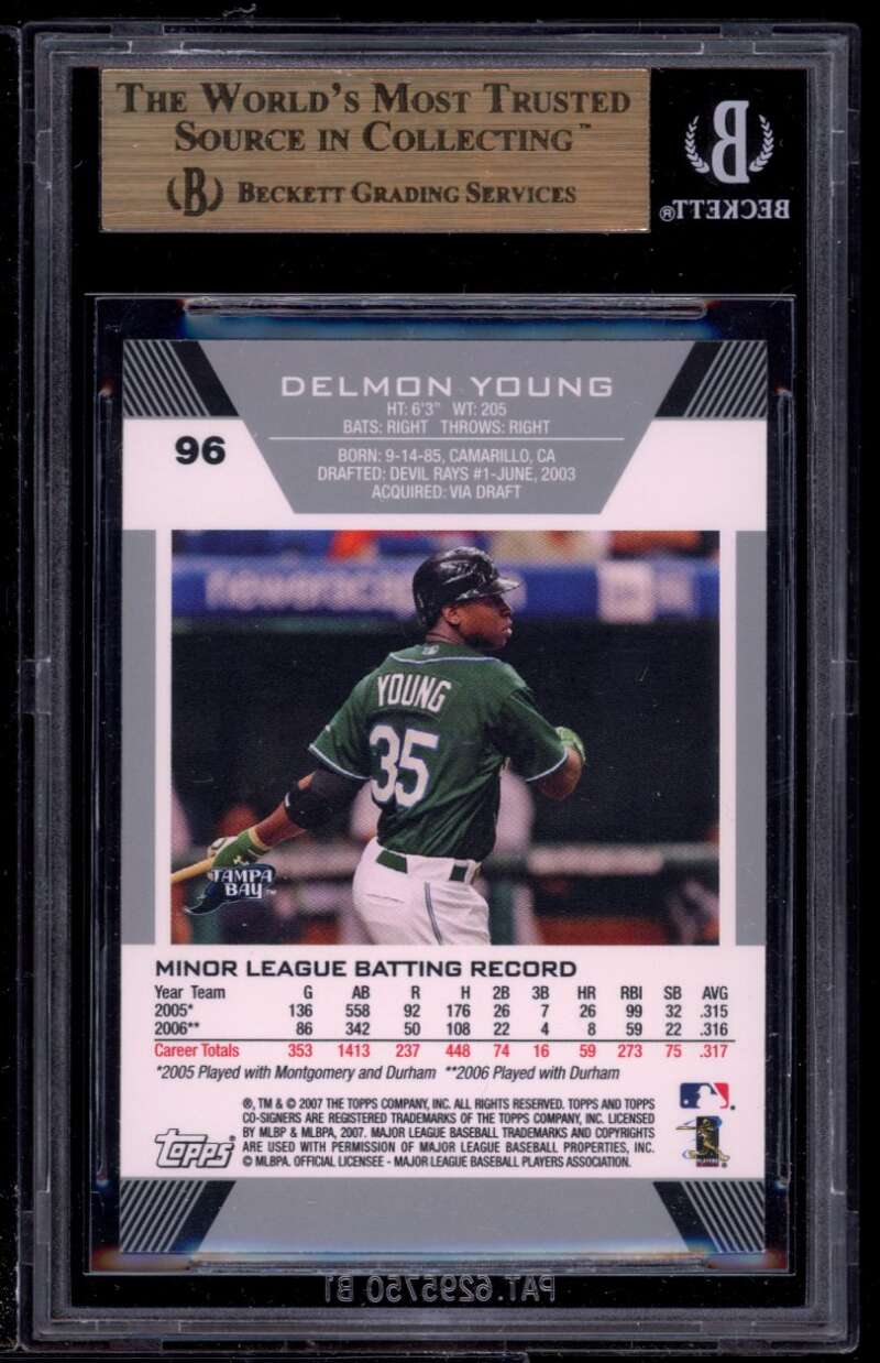 Delmon Young Rookie Card 2007 Topps Co-Signers #96a BGS 9.5 (9.5 9 9.5 9.5) Image 2