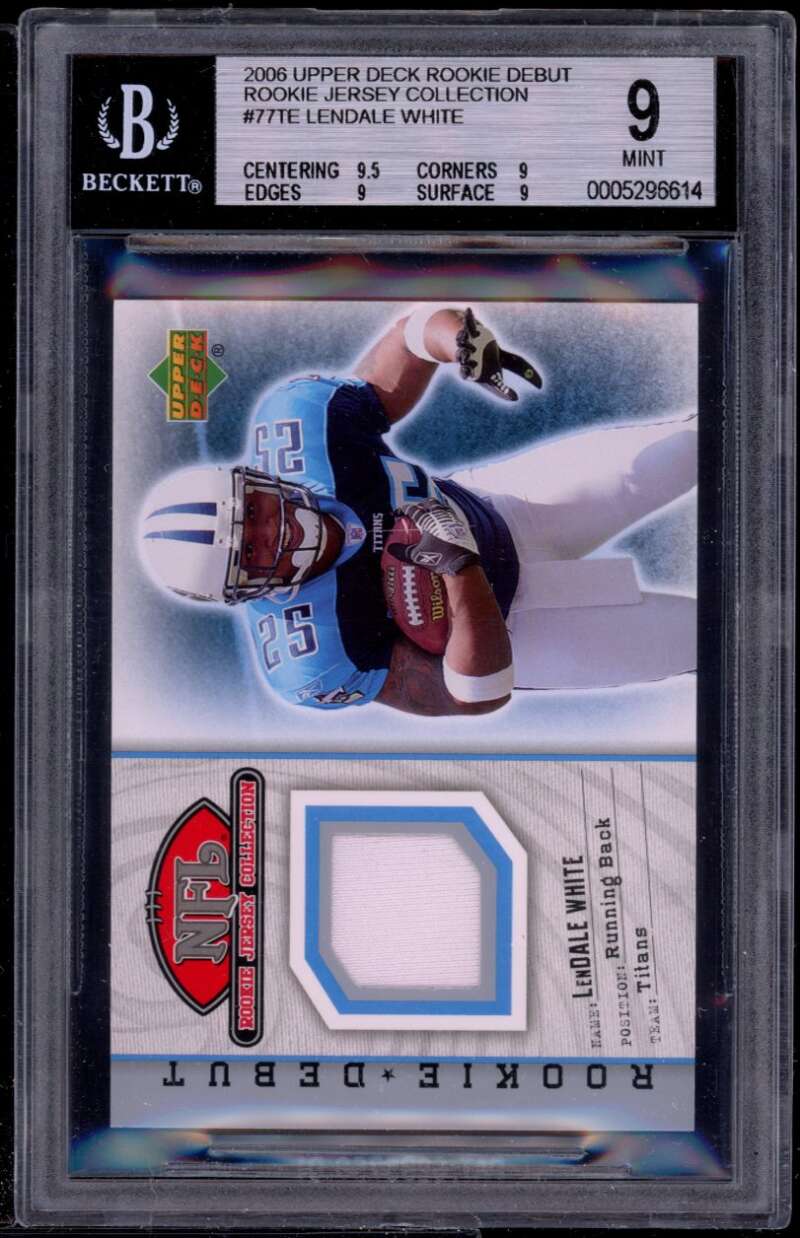 Lendale White Rookie Card 2006 UD Rookie Debut Jersey #77te BGS 9 (9.5 9 9 9) Image 1