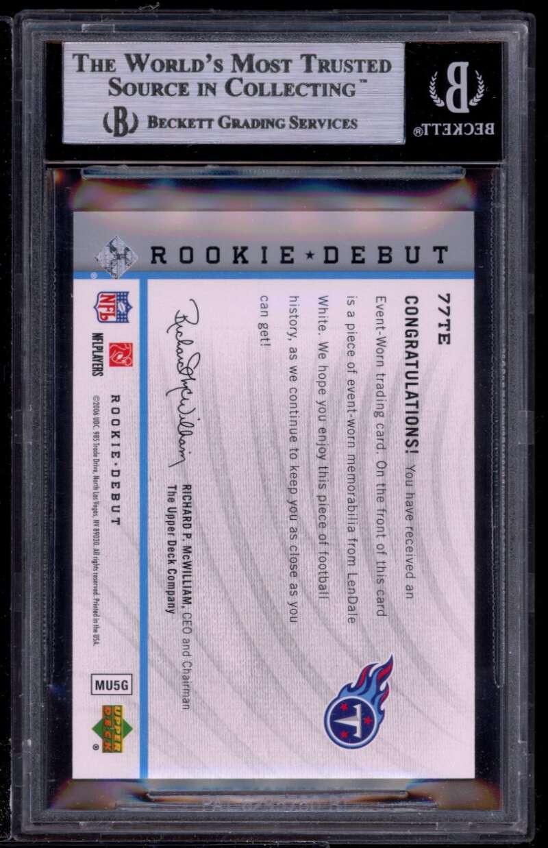 Lendale White Rookie Card 2006 UD Rookie Debut Jersey #77te BGS 9 (9.5 9 9 9) Image 2