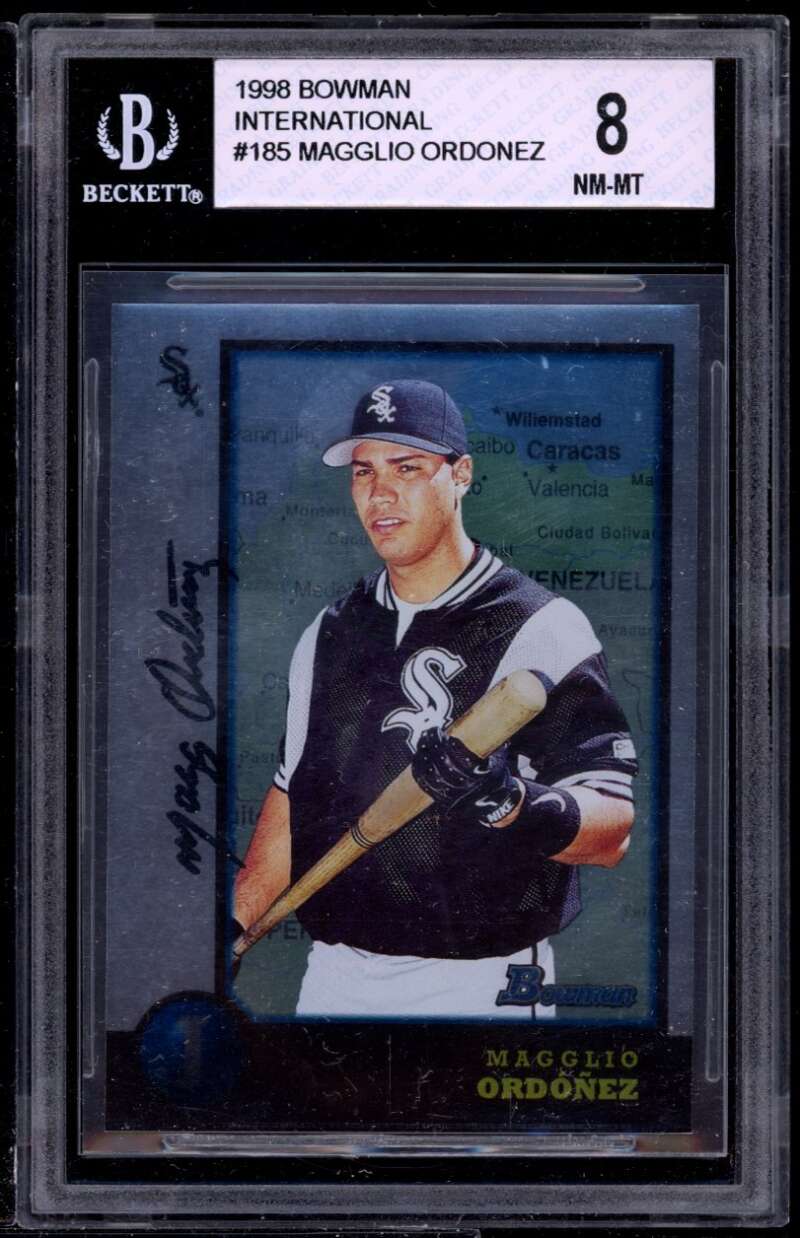 Magglio Ordonez Rookie Card 1998 Bowman International #185 BGS 8 (8 8.5 8.5 7.5) Image 1