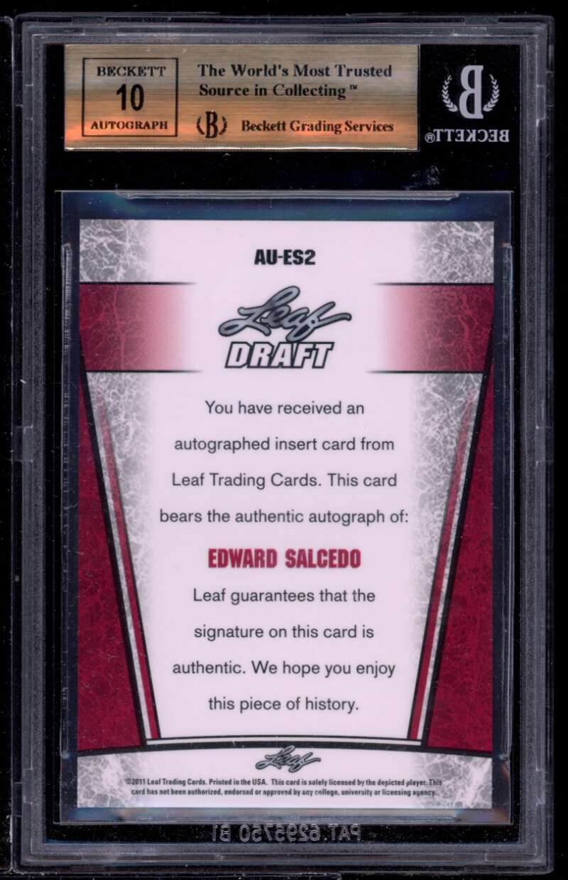 Edwardo Salcedo Rookie Card 2011 Leaf Metal Draft #es1 BGS 9.5 (9.5 9.5 10 9.5) Image 2