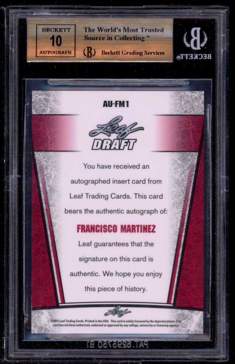 Francisco Martinez Rookie 2011 Leaf Metal Draft #fm1 BGS 9.5 (10 9.5 9.5 9.5) Image 2