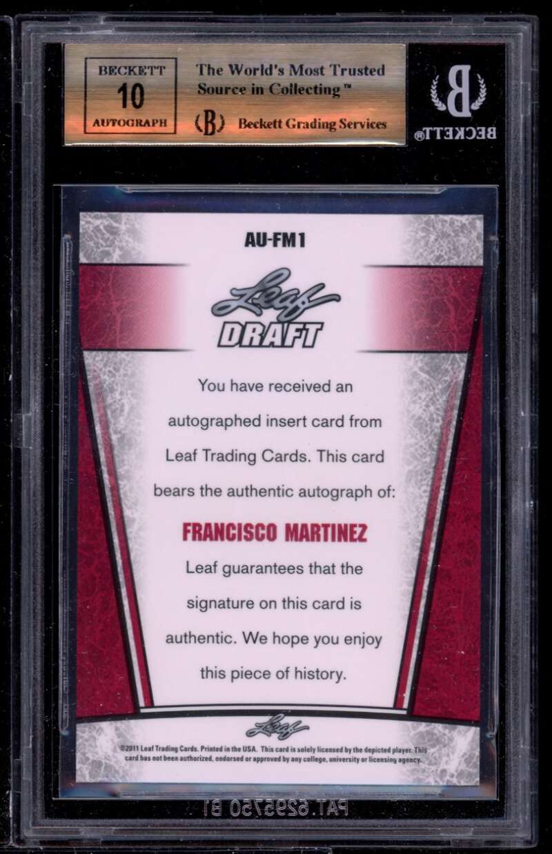 Francisco Martinez Rookie 2011 Leaf Metal Draft #fm1 BGS 9.5 (9.5 9.5 9.5 10) Image 2