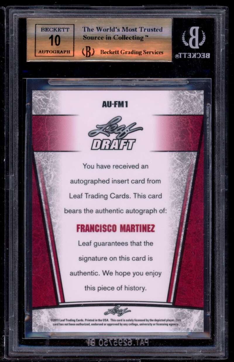 Francisco Martinez Rookie 2011 Leaf Metal Draft #fm1 BGS 9.5 (9.5 9.5 10 9.5) Image 2