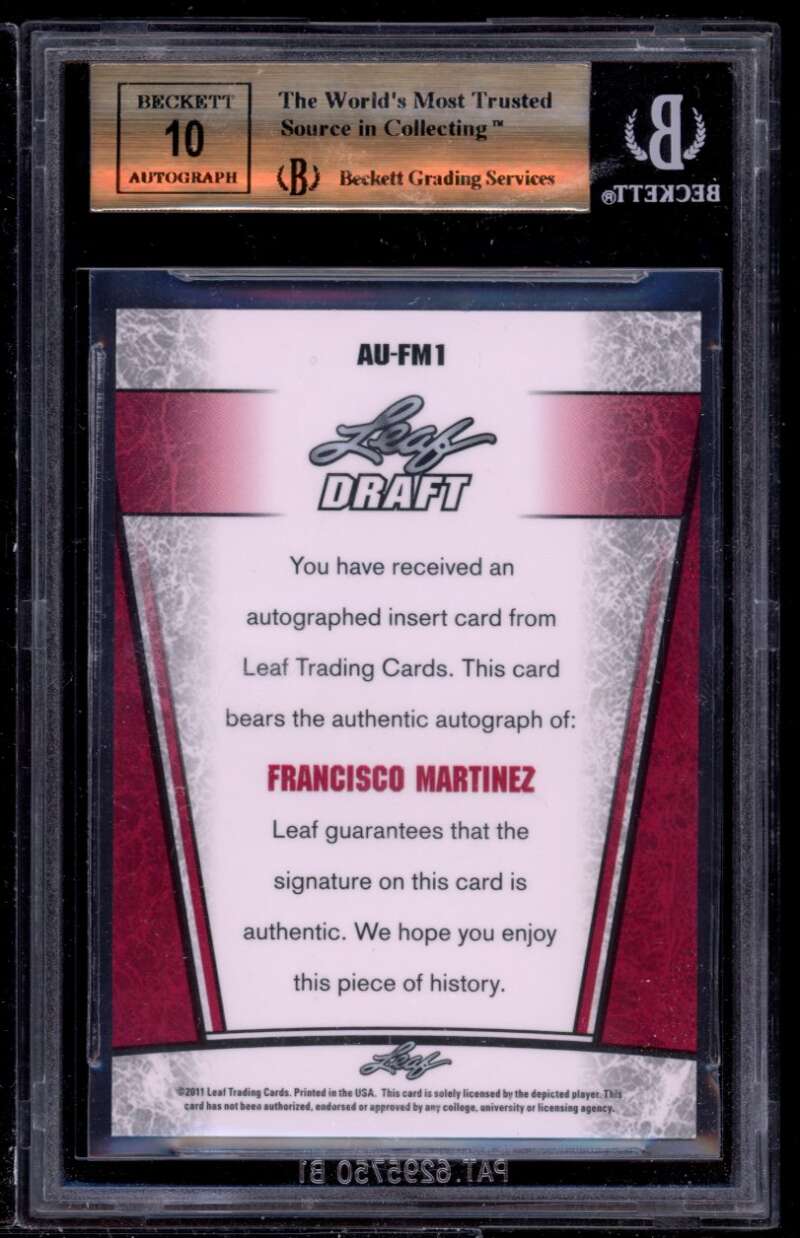 Francisco Martinez Rookie 2011 Leaf Metal Draft #fm1 BGS 9.5 (10 9.5 9 9.5) Image 2