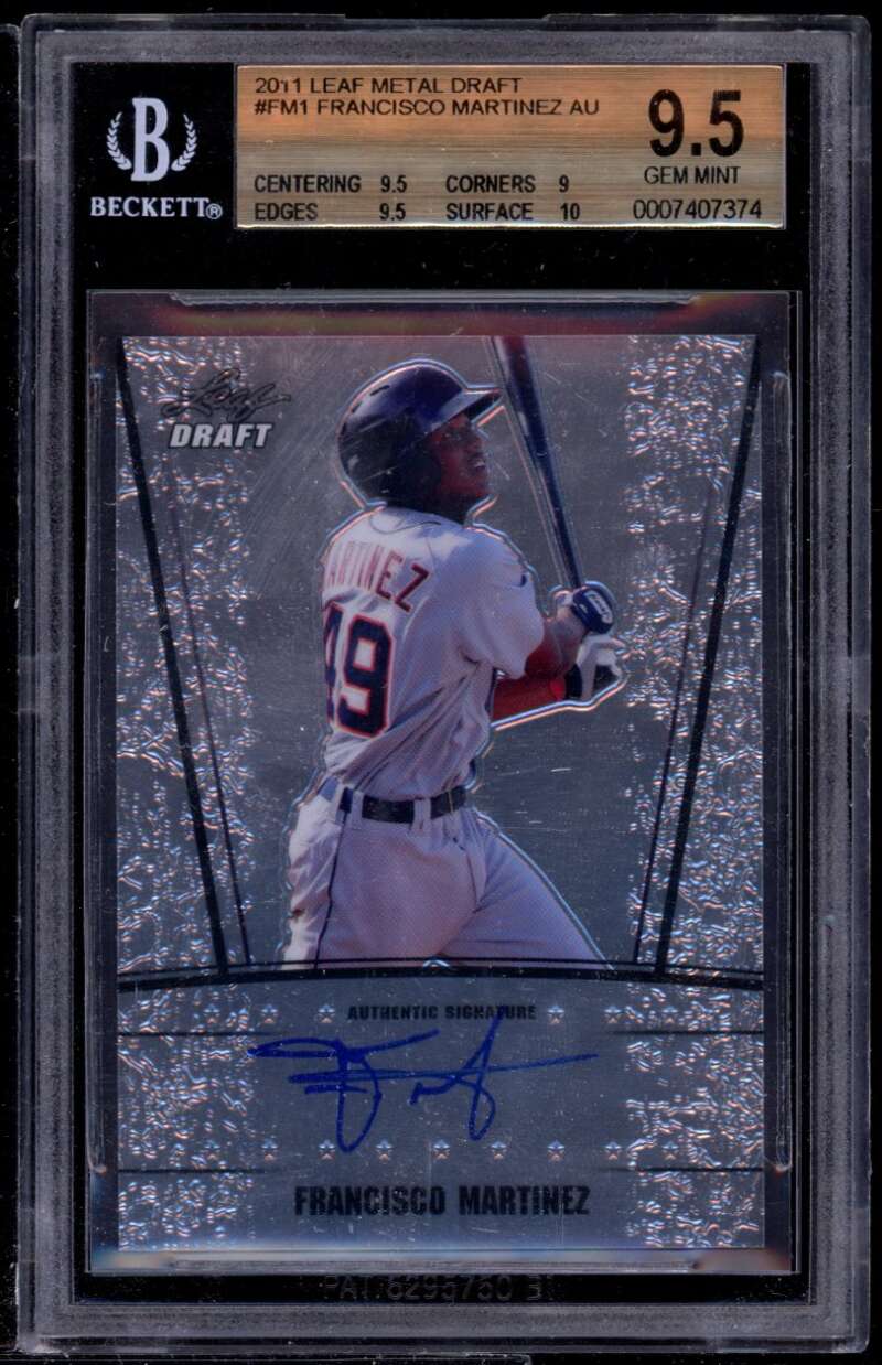 Francisco Martinez Rookie 2011 Leaf Metal Draft #fm1 BGS 9.5 (9.5 9 9.5 10) Image 1