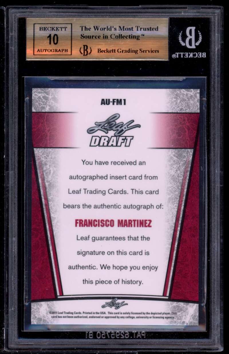 Francisco Martinez Rookie 2011 Leaf Metal Draft #fm1 BGS 9.5 (9.5 9 9.5 10) Image 2