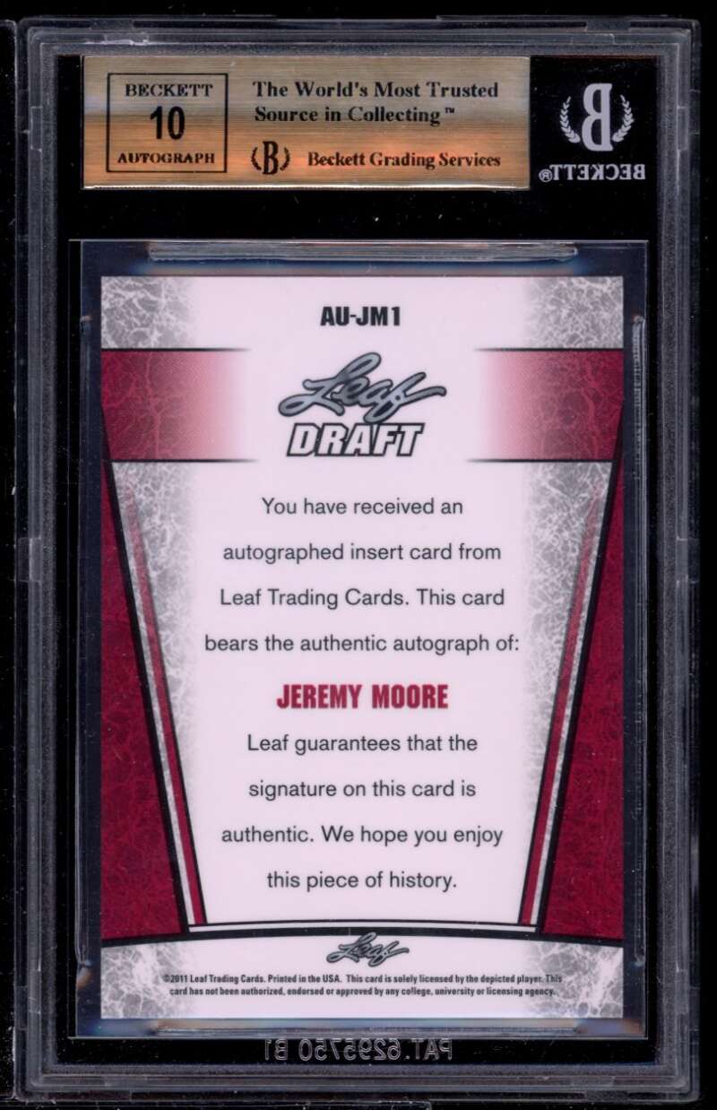 Jeremy Moore Rookie Card 2011 Leaf Metal Draft #jm1 BGS 9.5 (9.5 9.5 9.5 9.5) Image 2