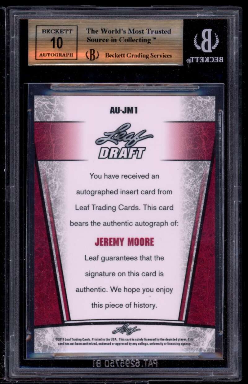 Jeremy Moore Rookie Card 2011 Leaf Metal Draft #jm1 BGS 9.5 (9.5 9.5 10 9.5) Image 2