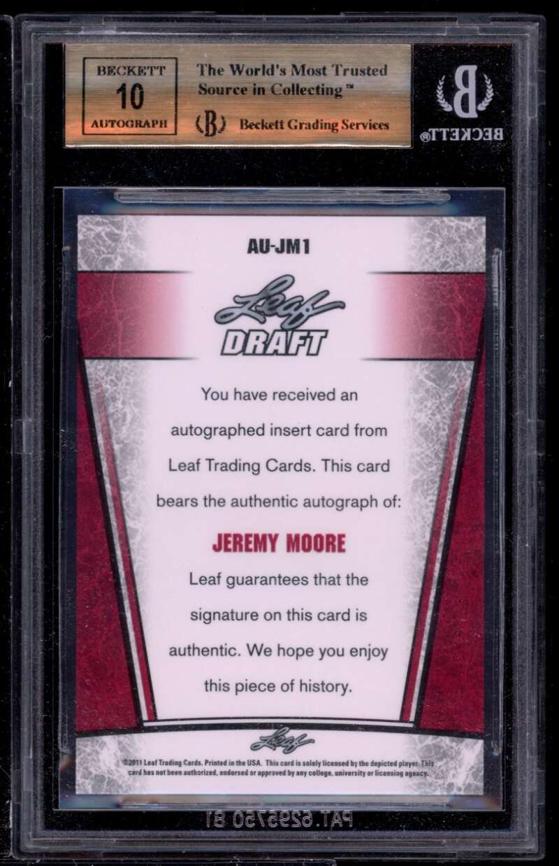 Jeremy Moore Rookie Card 2011 Leaf Metal Draft #jm1 BGS 9.5 (10 9.5 9.5 9.5) Image 2