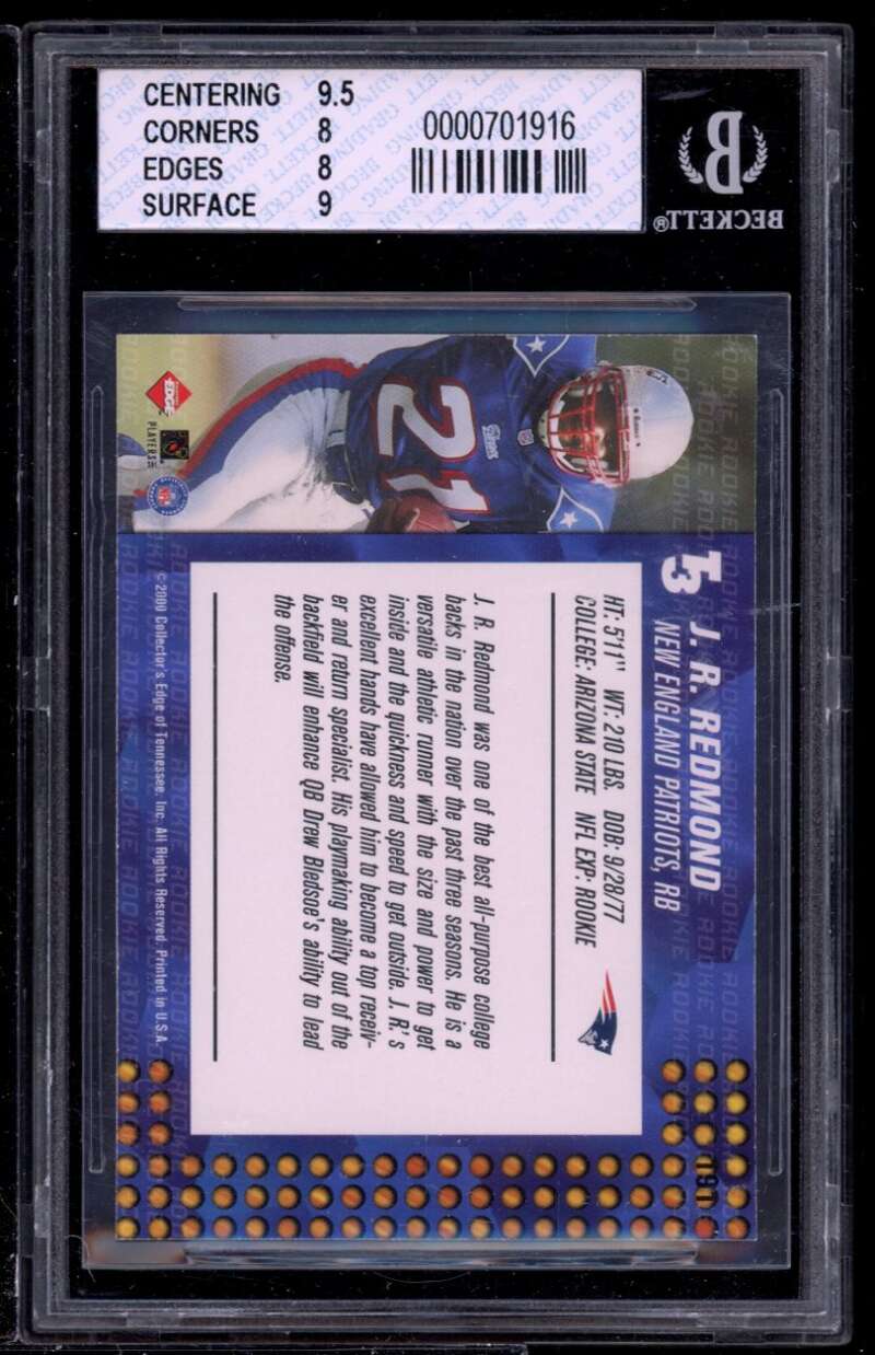 J.R. Redmond Rookie Card 2000 Collector's Edge #191 BGS 8 (9.5 8 8 9) Image 2