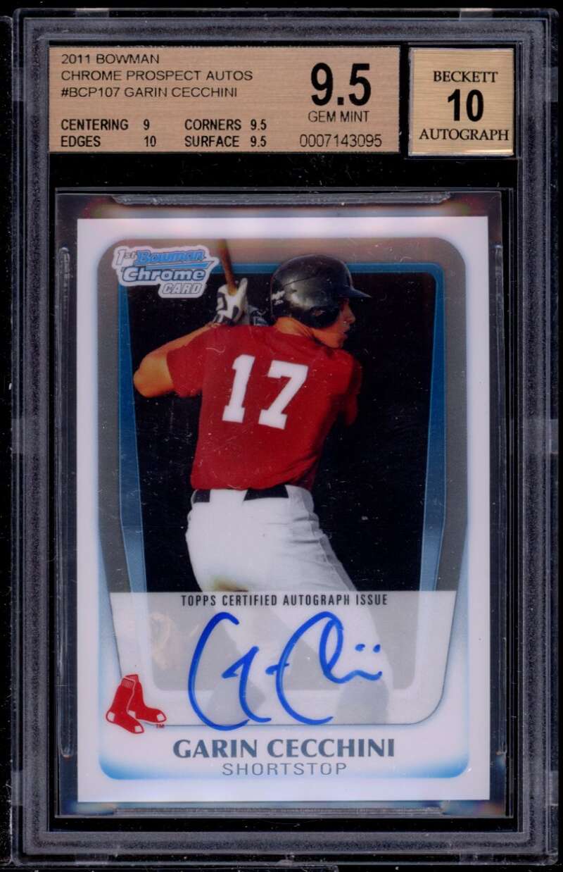 Garin Cecchini Rookie 2011 Bowman Chrome Prospects #107 BGS 9.5 (9 9.5 10 9.5) Image 1