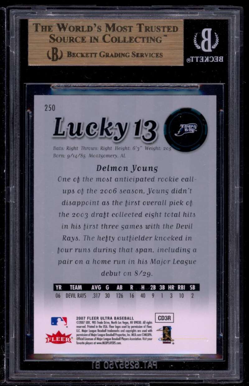 Delmon Young Rookie Card 2007 Ultra Retail #250 BGS 9.5 (9.5 9.5 9.5 9) Image 2