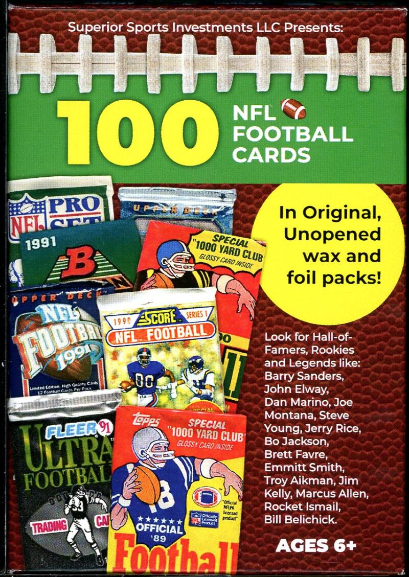 Superior Sports Investments LLC 100 NFL Football Cards in Original Unopened Wax and Foil Packs Blaster Box Image 1