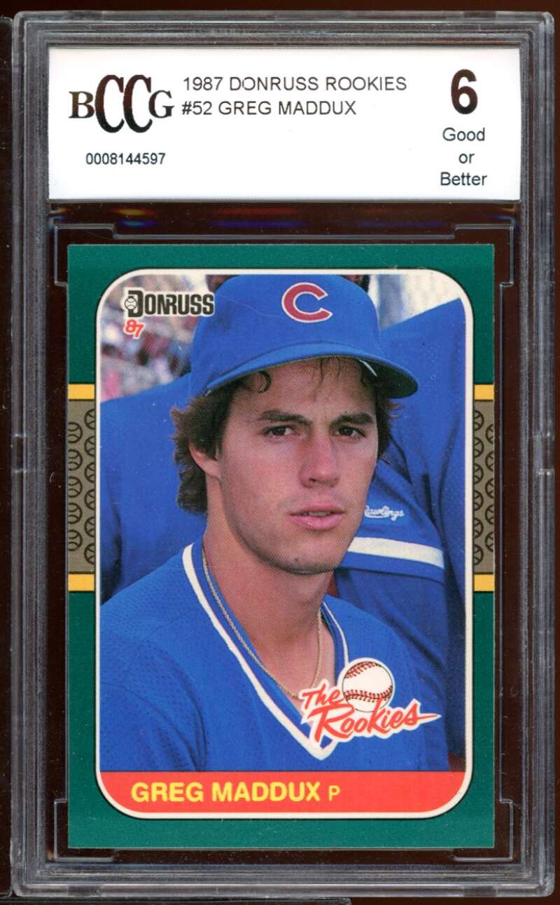 Greg Maddux Rookie Card 1987 Donruss Rookies #52 BGS BCCG 6 Image 1