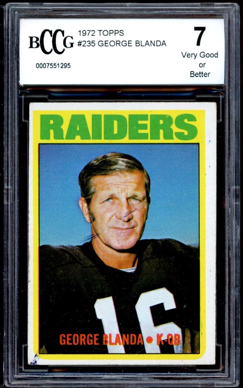 George Blanda Card 1972 Topps #235 BGS BCCG 7 Image 1