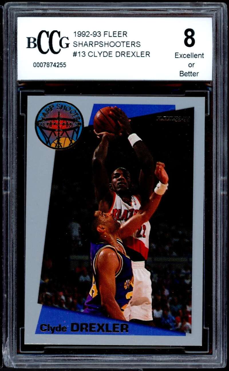 Clyde Drexler Card 1992-93 Fleer Sharpshooters #13 BGS BCCG 8 Image 1