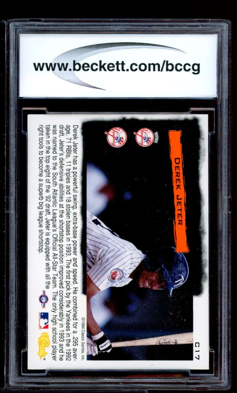 Derek Jeter Card 1994 Classic Cream Of The Crop #C17 BGS BCCG 8 Image 2