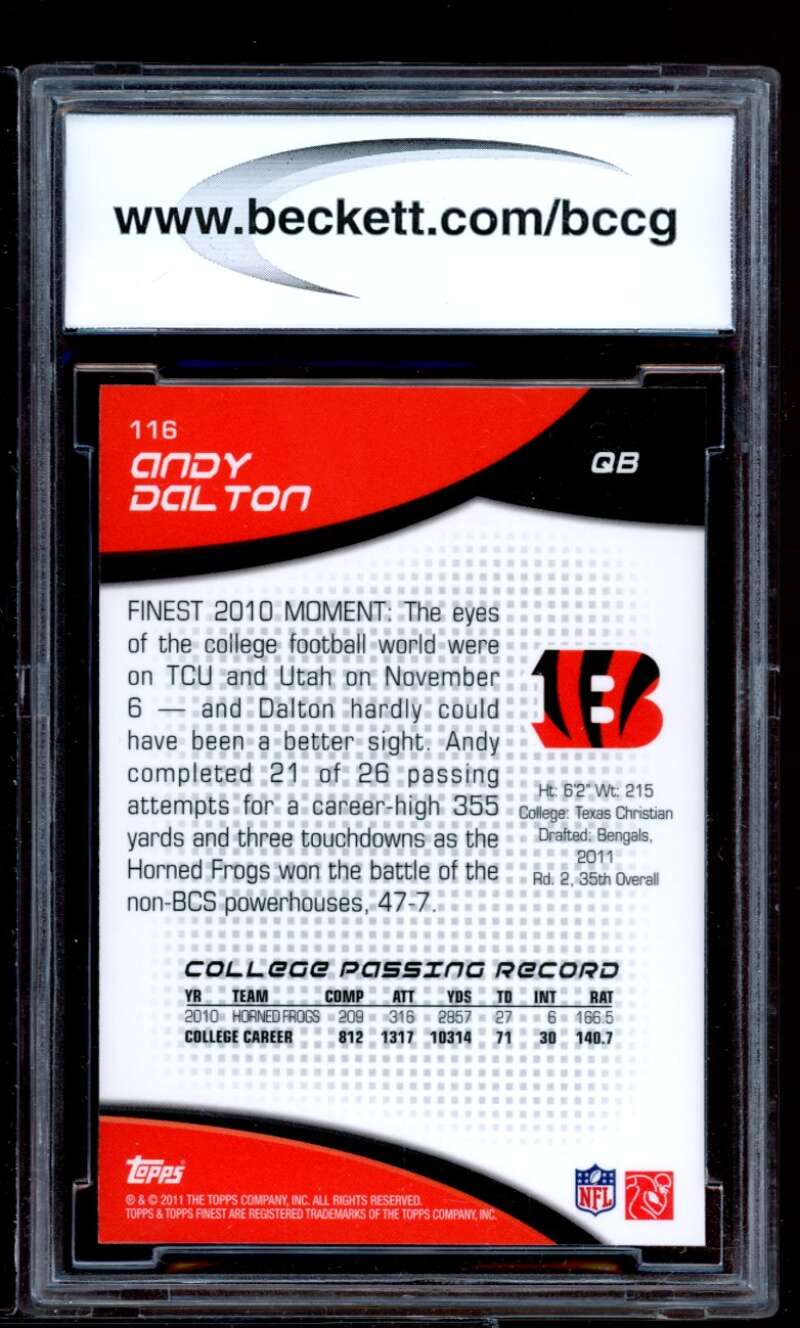 Andy Dalton Rookie Card 2011 Finest #116 BGS BCCG 9 Image 2