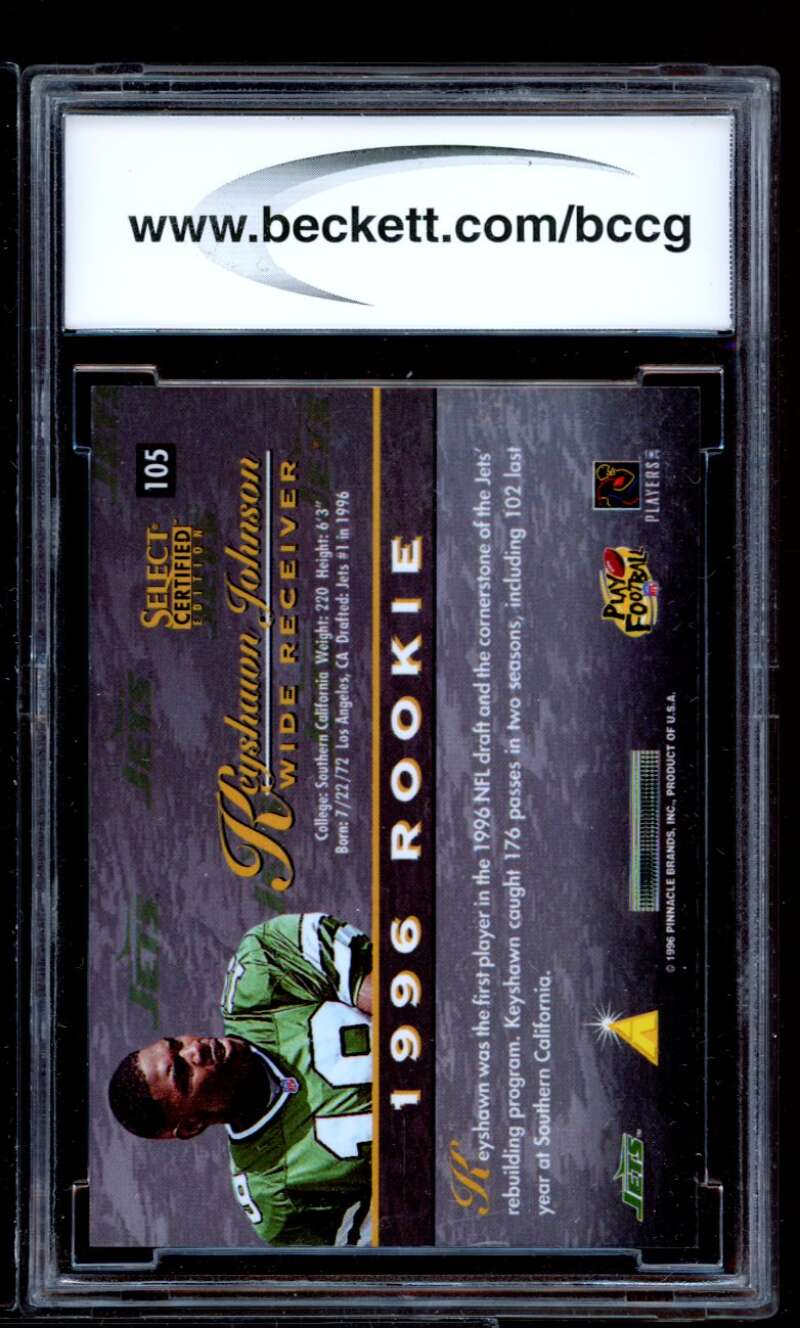 Keyshawn Johnson Rookie 1996 Select Certified Artist'S Proofs #105 BGS BCCG 9 Image 2