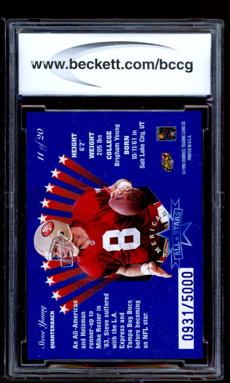 Steve Young Card 1996 Leaf American All-Stars #11 BGS BCCG 94 Image 2