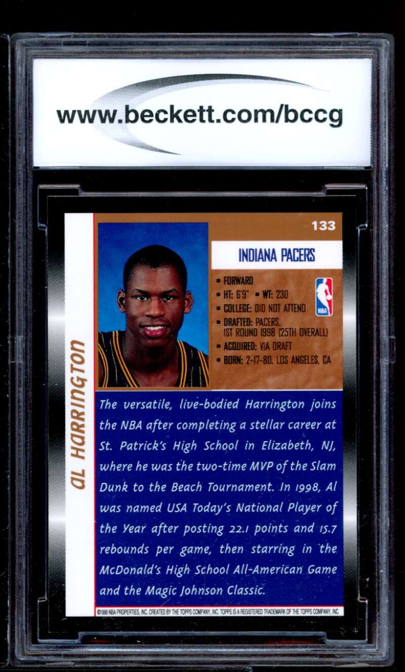 Al Harrington Rookie Card 1998-89 Topps #133 BGS BCCG 9 Image 2