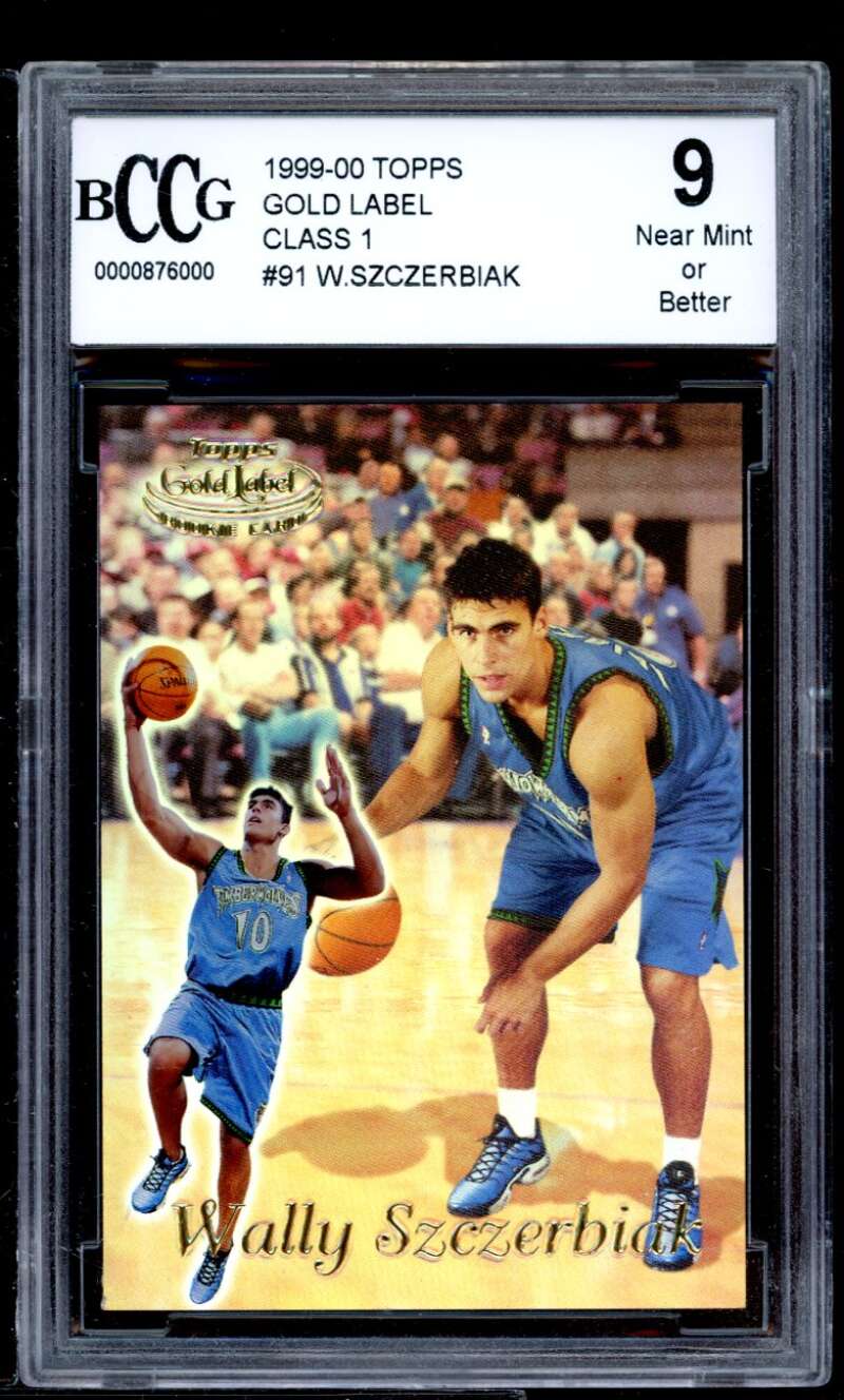 Wally Szczerbiak Rookie Card 1998-99 Topps Gold Label Class 1 #91 BGS BCCG 9 Image 1