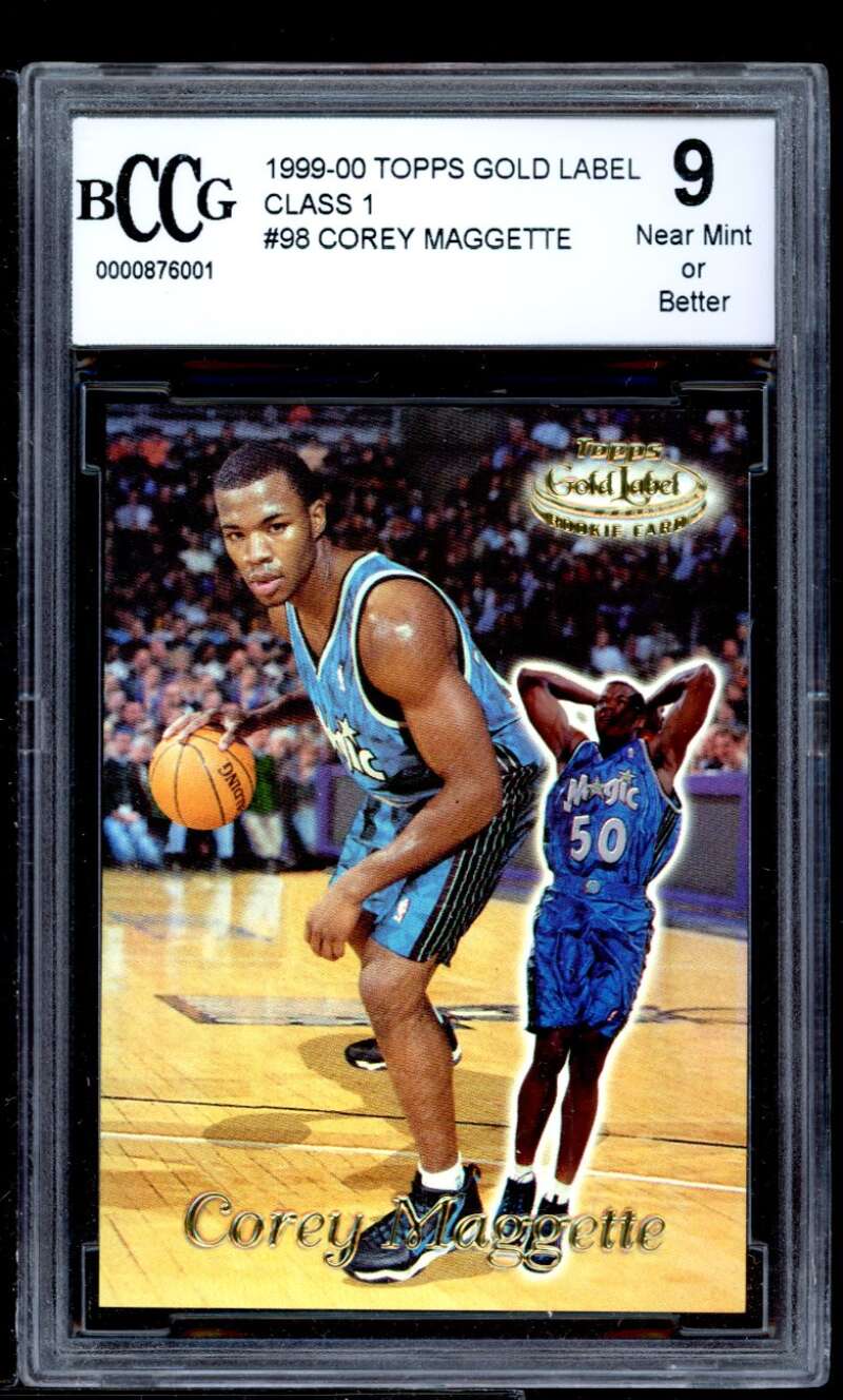 Corey Maggette Rookie Card 1999-00 Topps Gold Label Class 1 #98 BGS BCCG 9 Image 1