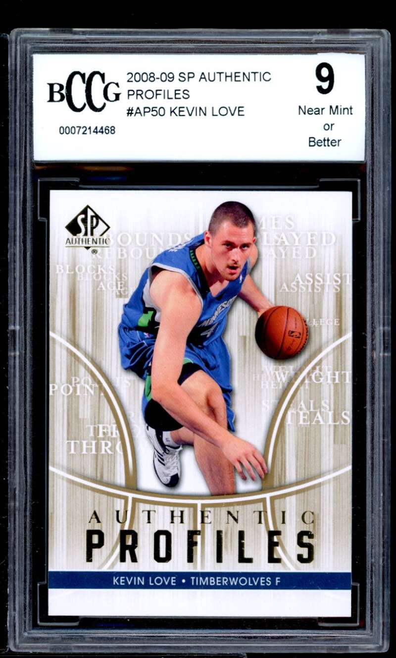 Kevin Love Card 2008-09 Sp Authentic Profiles #Ap50 BGS BCCG 9 Image 1