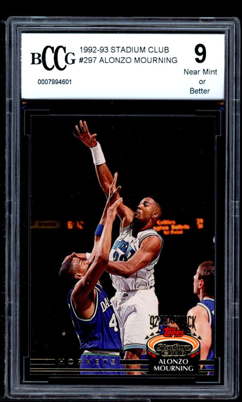 Alonzo Mourning Rookie Card 1992-93 Stadium Club #297 BGS BCCG 9 Image 1