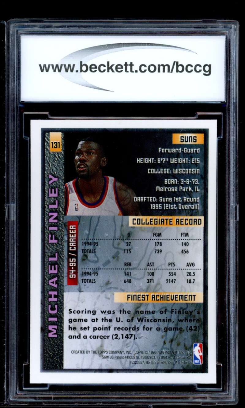 Michael Finley Rookie Card 1995-96 Finest #131 BGS BCCG 9 Image 2