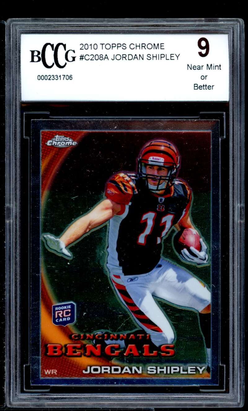 Jordan Shipley Rookie Card 2010 Topps Chrome #C208A BGS BCCG 9 Image 1