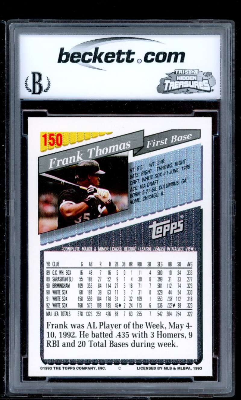 Frank Thomas Card 1993 Topps #150 BGS BCCG 9 Image 2