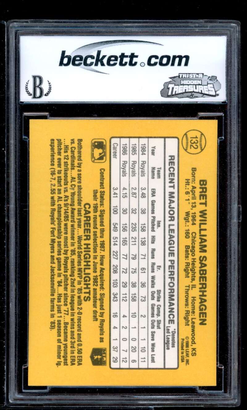 Bret Saberhagen Card 1987 Donruss #132 BGS BCCG 9 Image 2